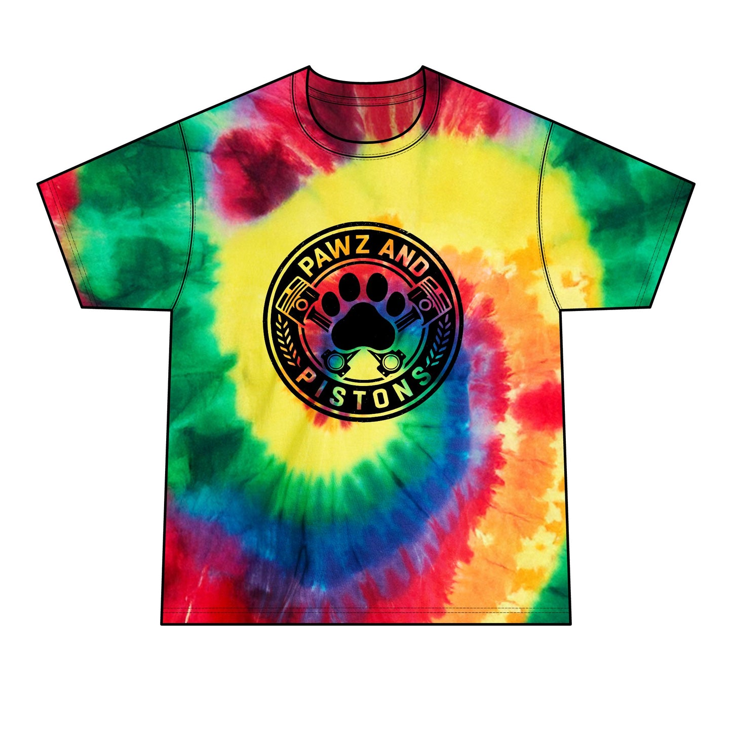 Tie-Dye T-Shirt — Pawz and Pistons Graphic Adult T-Shirt